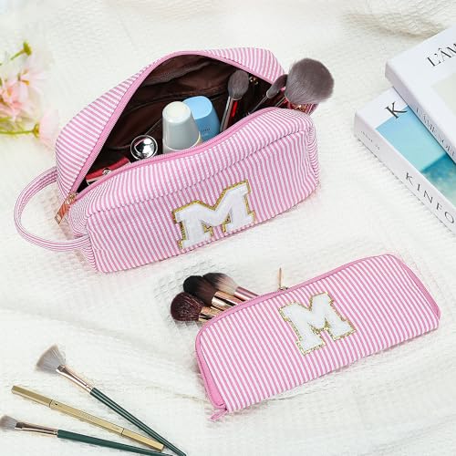 YOOLIFE Birthday Gifts for Women - Personalized Gifts Idea for Women Her Mom Best Friend Sister Teacher Bridesmaid, Monogram Initial Purple Makeup Bag Cute Cosmetic Toiletry Pouch Bag Make Up Case S