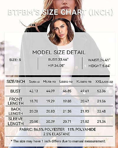 BTFBM Women's Corduroy Cropped Jacket 2024 Winter Fall Lapel Button Down Casual Short Shacket Jackets Coats with Pockets