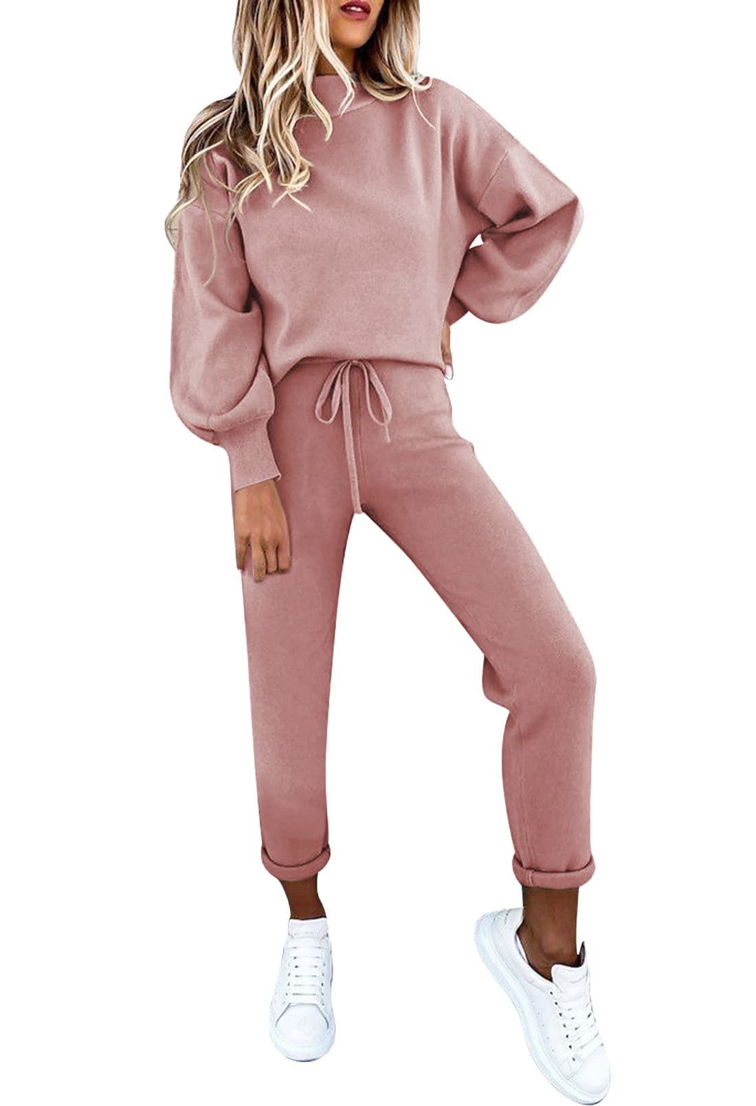 Meenew Womens 2 Piece Sweatsuit Outfits Long Sleeve Athletic Uniforms High Waist Jogger Pants Lounge Sets