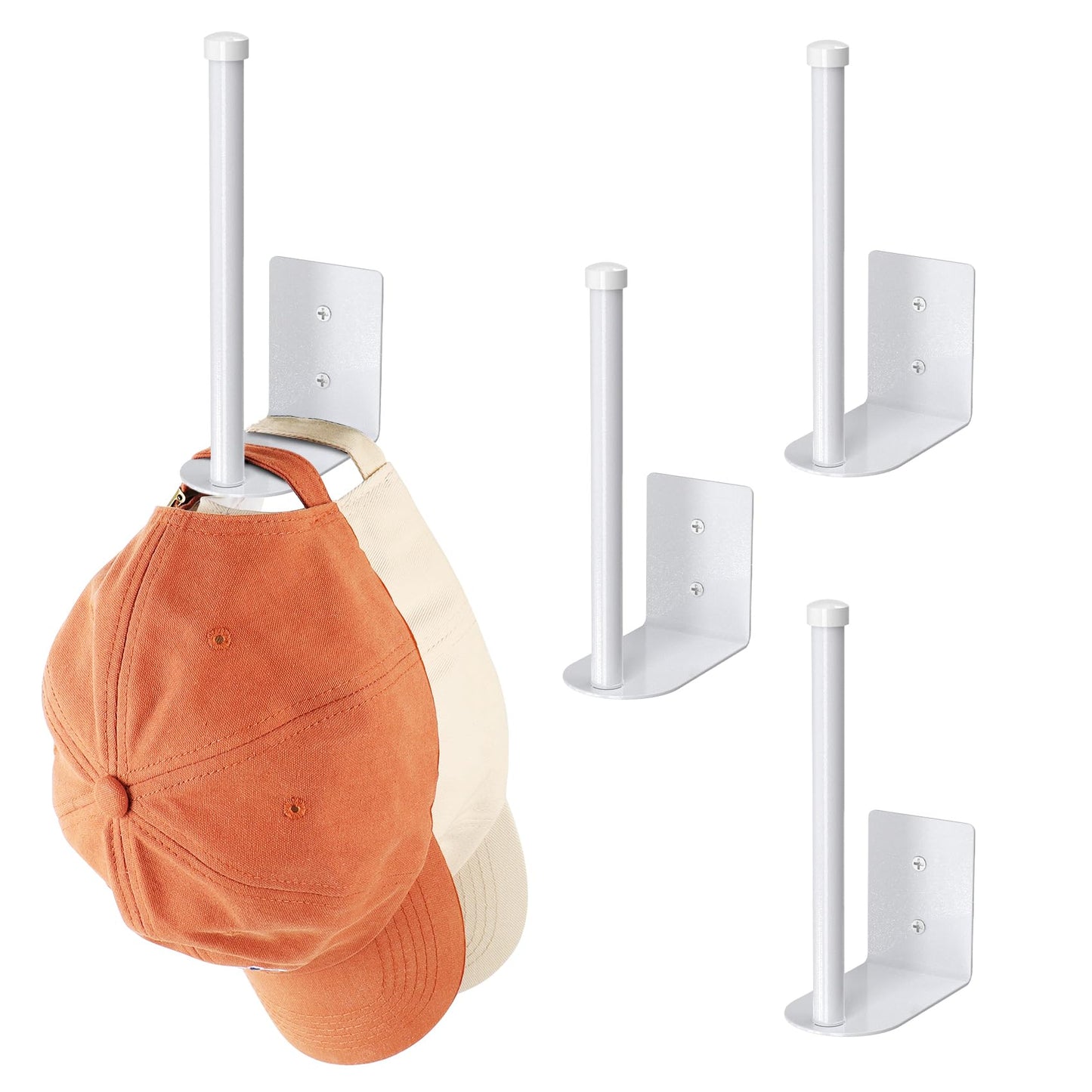 2 Pack Hat Racks for Baseball Caps, Stainless Steel Hat Organizer for Baseball Cap, Hat Holder Storage Organizer, Hat Hanger Strong Adhesive/Wall Drilled for Door,Bedroom,Closet(Black 6 in)