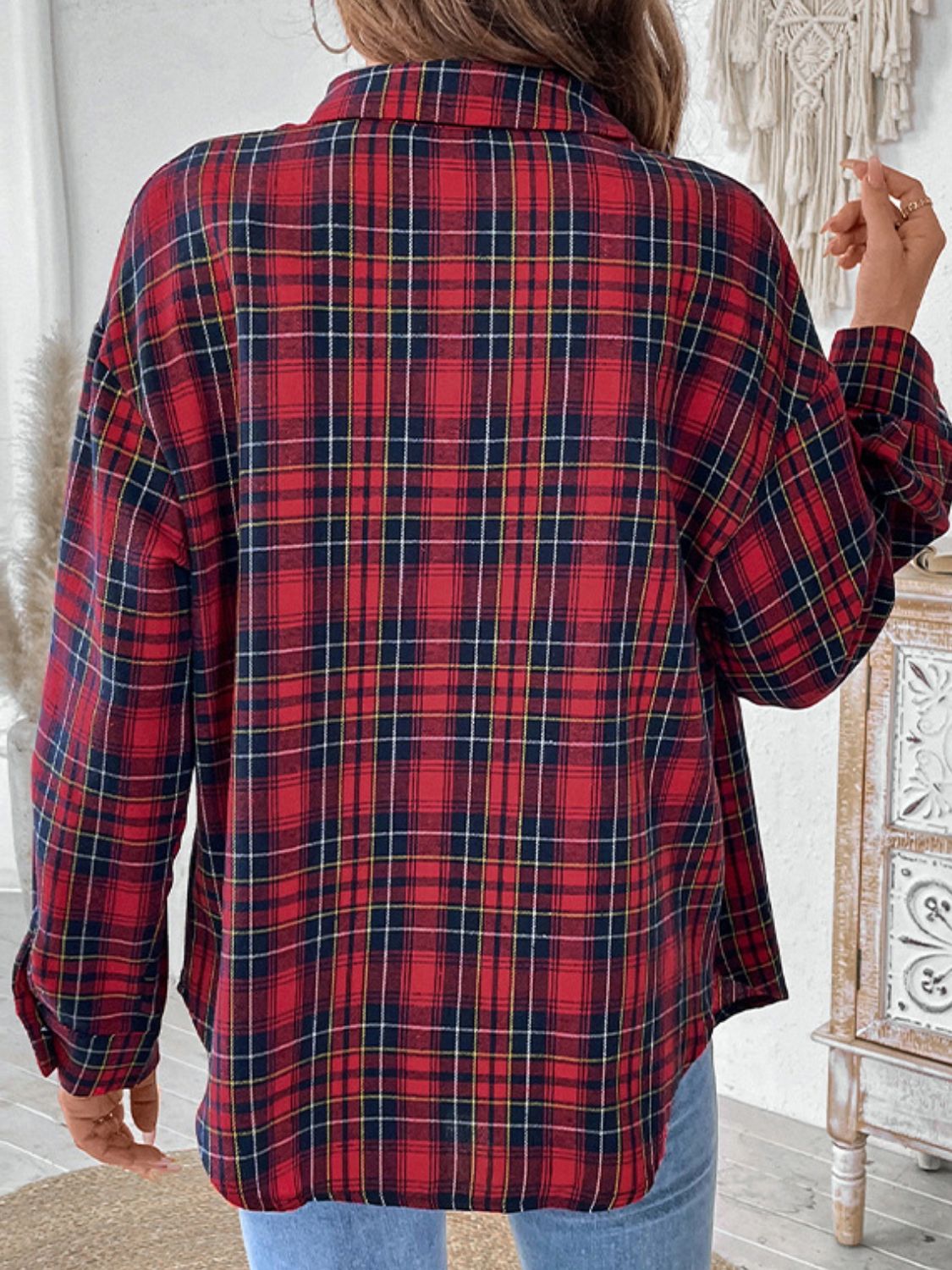 Perfee Plaid Button Up Long Sleeve Shirt