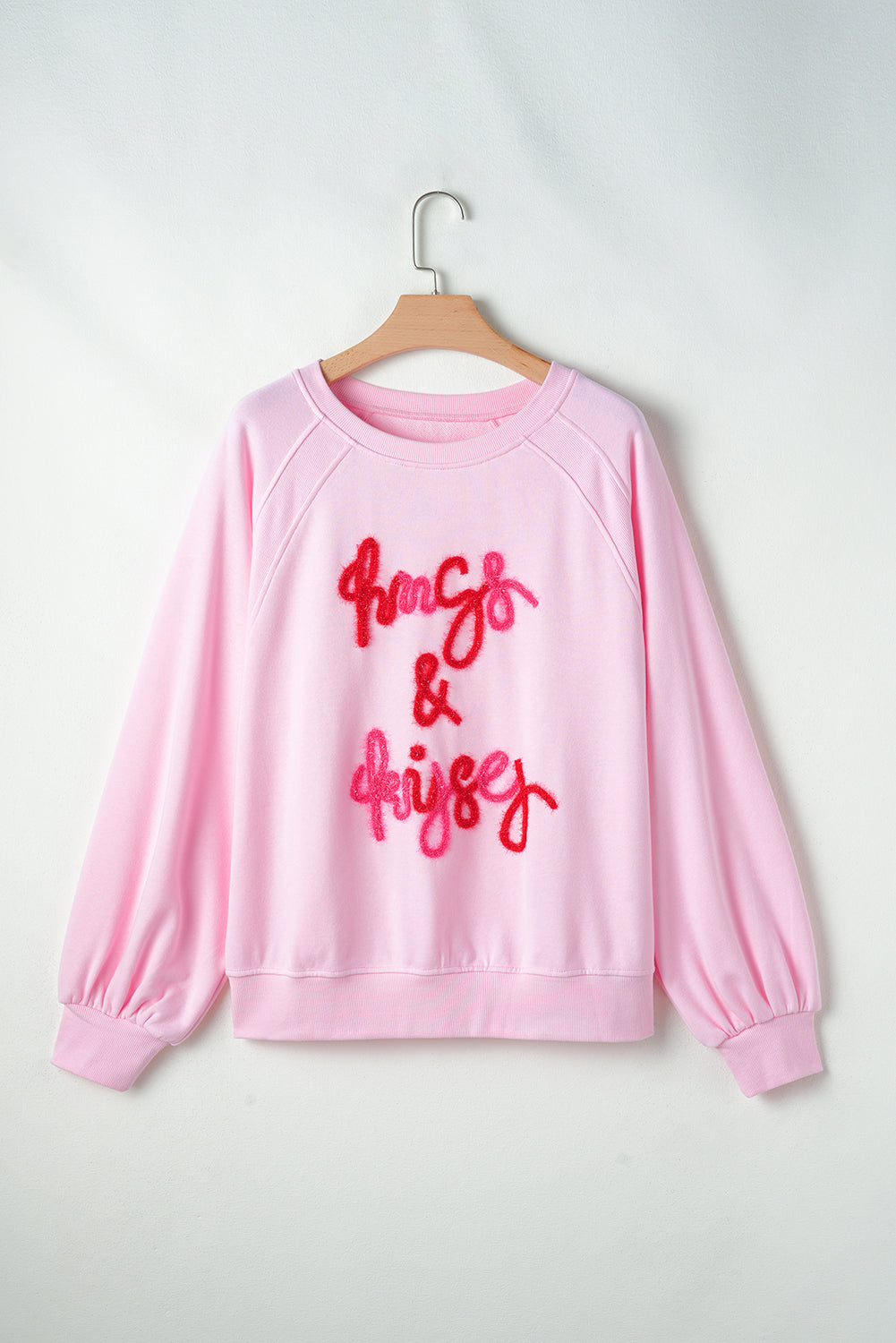 Valentine’s Day HUG AND KISSES Round Neck Sweatshirt