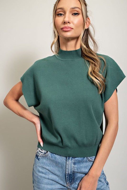 Mock Neck Short Sleeve Top