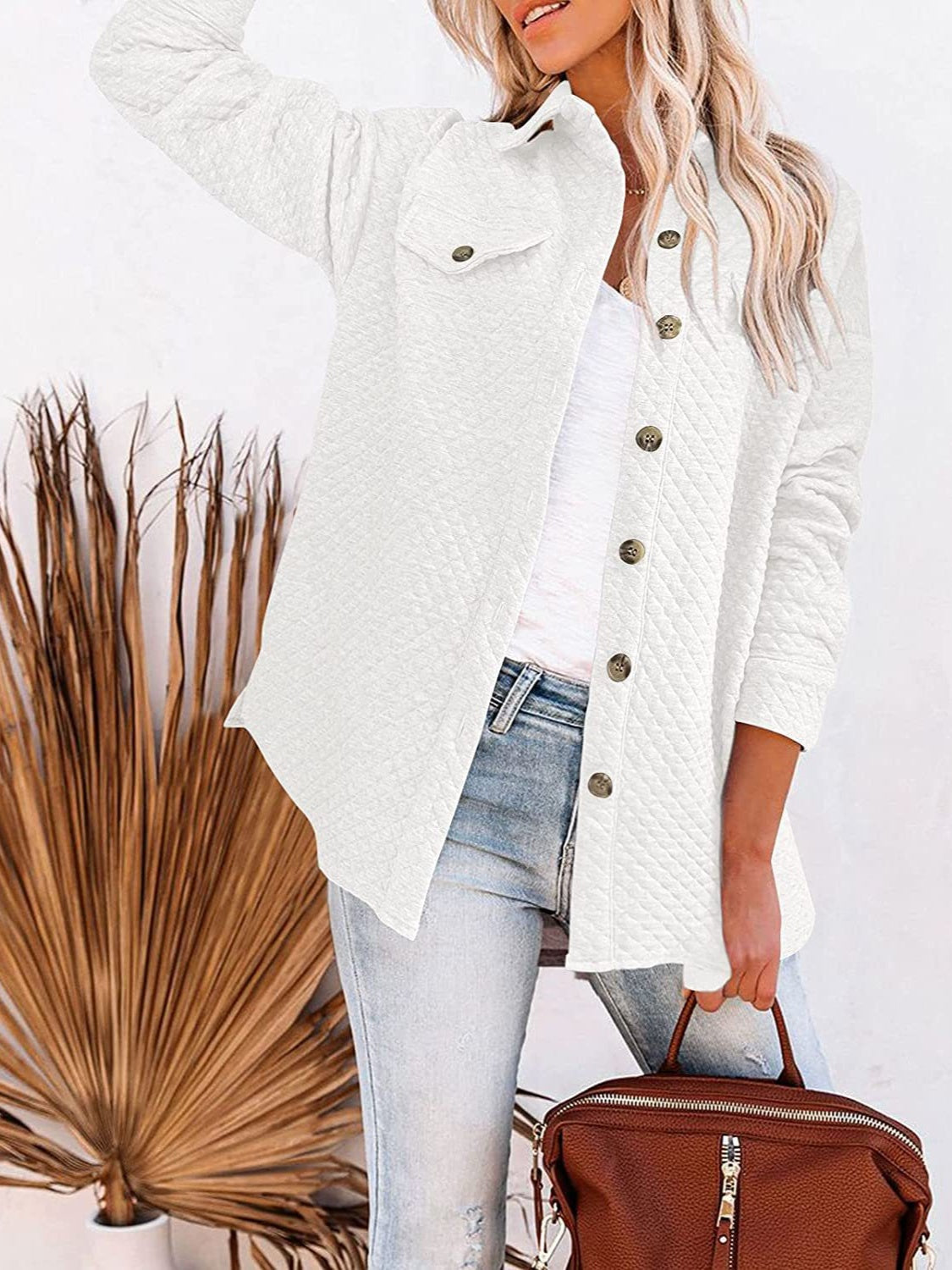 Button Up Dropped Shoulder Jacket