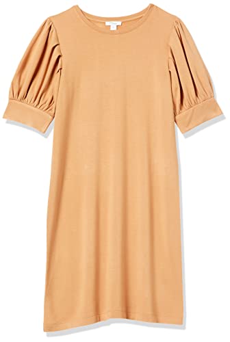 Amazon Essentials Women's Supersoft Terry Relaxed-Fit Short-Sleeve Puff-Sleeve Dress (Previously Daily Ritual)