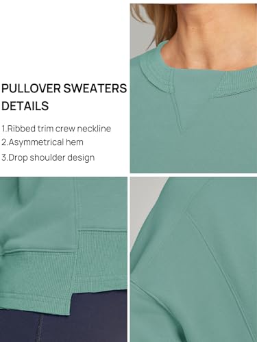 MEROKEETY Women's Oversized Cropped Sweatshirts Crewneck Fleece Workout Pullover Sweater Fall Outfits