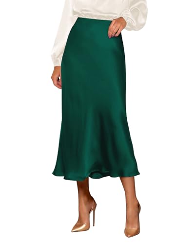 2024 Women Long Satin Summer Spring Skirt Silk Elegant High Waist Cocktail Party Wedding Flared A-Line Midi Skirts