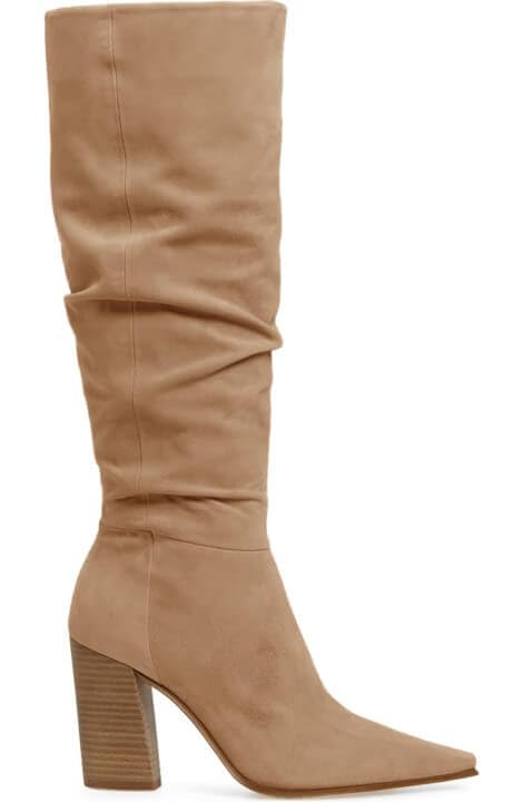 PiePieBuy Womens Faux Suede Knee High Boots Pointed Toe High Chunky Heel Side Zipper Party Dress Booties