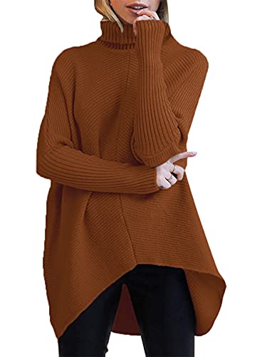 ANRABESS Womens Oversized Turtleneck Batwing Long Sleeve Casual Cozy Baggy Knit Pullover Tunic Sweater 2024 Fall Outfits