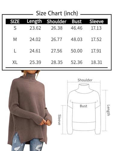 LILLUSORY Women's Oversized Turtleneck Sweaters 2024 Fall Batwing Sleeve Ribbed Tunic Sweater