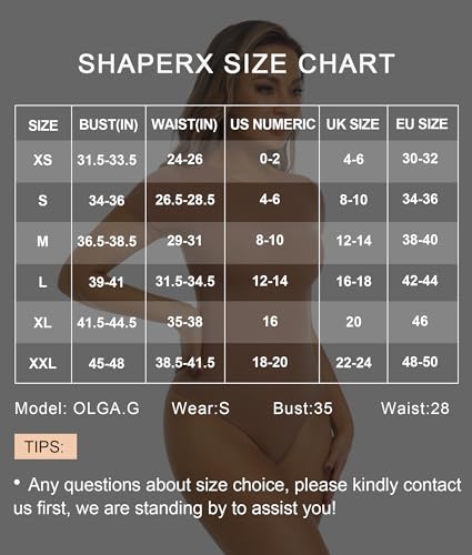 SHAPERX Women's Fit Everybody Bodysuit Soft Crew Neck T-shirt Body Suits with Thong Design