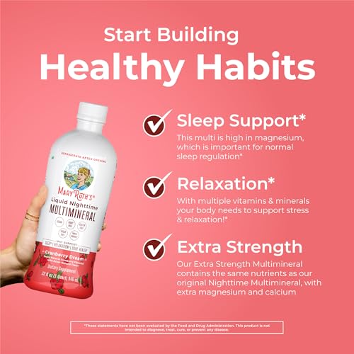 Nighttime Liquid Multimineral Sleep Supplement | Sugar Free | Calm Magnesium Citrate Sleep | NO Melatonin | Calcium Magnesium Zinc | Available in 4 Flavors | Vegan | 32 Servings