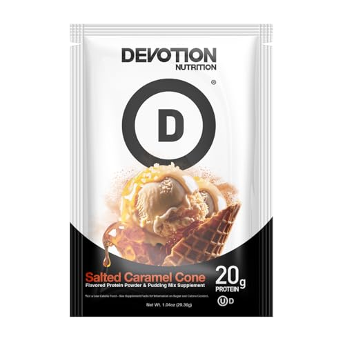 Devotion Nutrition Protein Powder Blend | Gluten Free, Keto Friendly, No Added Sugars | 1g MCT | 20g Whey & Micellar Protein | 12 Count Packets (Angel Food Cake)