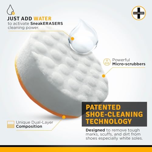 SneakERASERS Instant Sole and Sneaker Cleaner, Premium, Disposable, Dual-Sided Sponge for Cleaning & Whitening Shoe Soles (10 Pack)