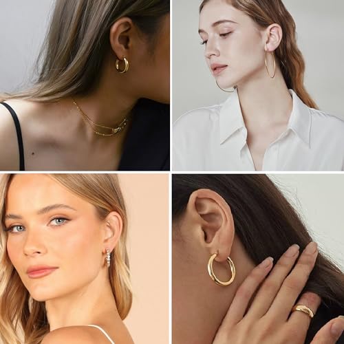 45 Pairs Gold Hoop Earrings for Women, Chunky Twisted Small Big Hoops Earring Packs Set, Earrings for women multipack, Fashion Trendy Earrings Jewelry for Birthday Party Christmas Gift