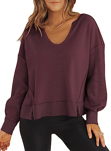 Dokotoo Womens Fall Fashion Cropped Sweaters Long Sleeve Waffle Knit Tops Trendy 2024 Casual Pullover Sweatshirt