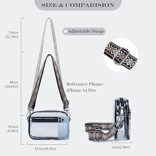 Triple Zip Small Crossbody Bag for women,Wide Strap Cell Phone Purse Shoulder Handbag Wallet with Credit Card Slots