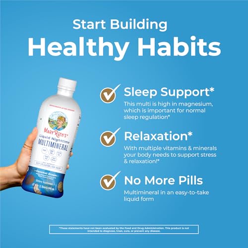 Nighttime Liquid Multimineral Sleep Supplement | Sugar Free | Calm Magnesium Citrate Sleep | NO Melatonin | Calcium Magnesium Zinc | Available in 4 Flavors | Vegan | 32 Servings