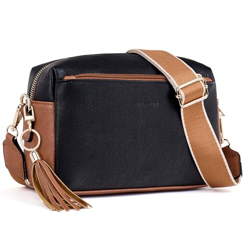 Triple Zip Small Crossbody Bag for women,Wide Strap Cell Phone Purse Shoulder Handbag Wallet with Credit Card Slots