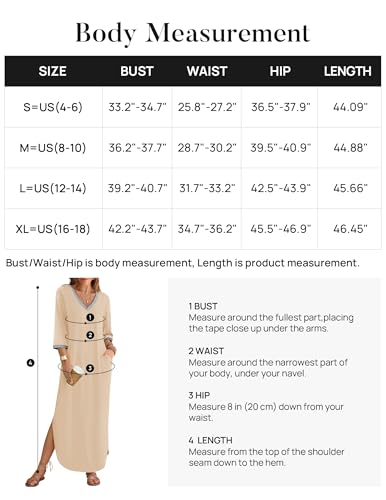 ZESICA Womens Dresses 2024 Causal 3/4 Sleeve V Neck Loose Fit Split Beach Long Maxi Dress with Pockets