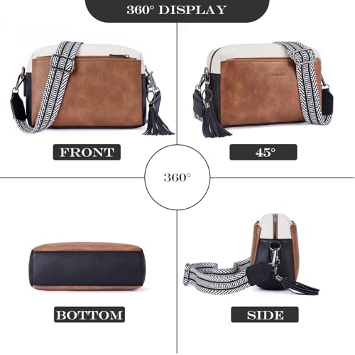 Triple Zip Small Crossbody Bag for women,Wide Strap Cell Phone Purse Shoulder Handbag Wallet with Credit Card Slots