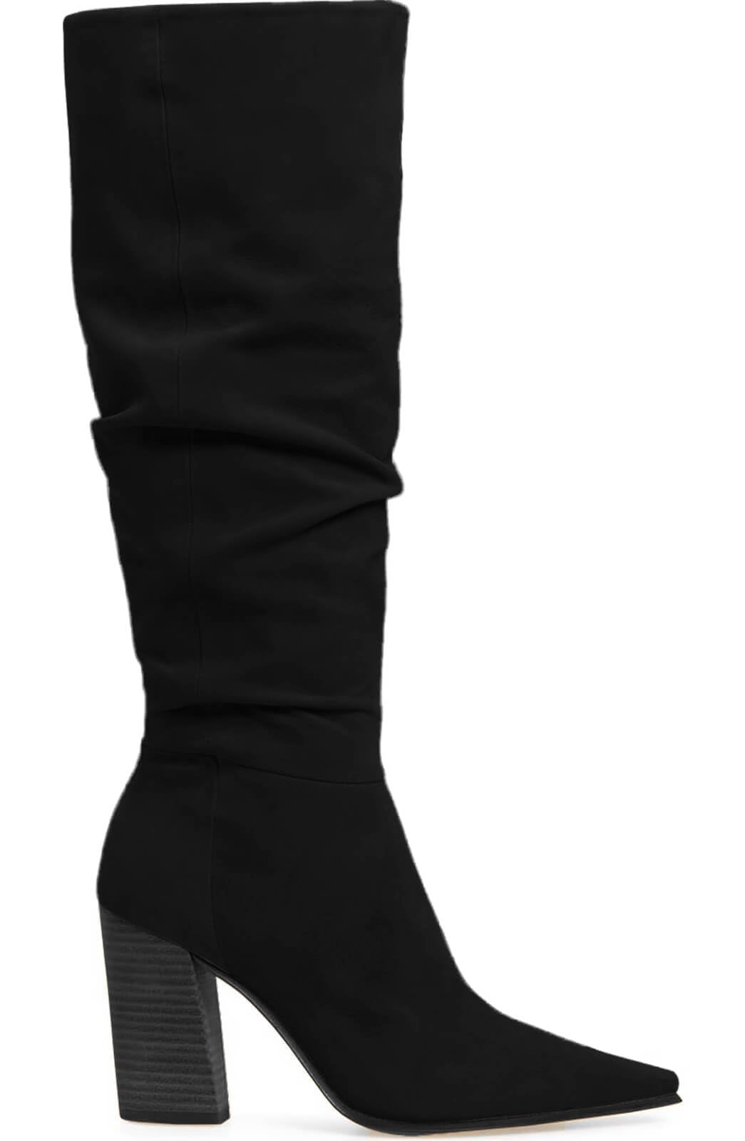 PiePieBuy Womens Faux Suede Knee High Boots Pointed Toe High Chunky Heel Side Zipper Party Dress Booties