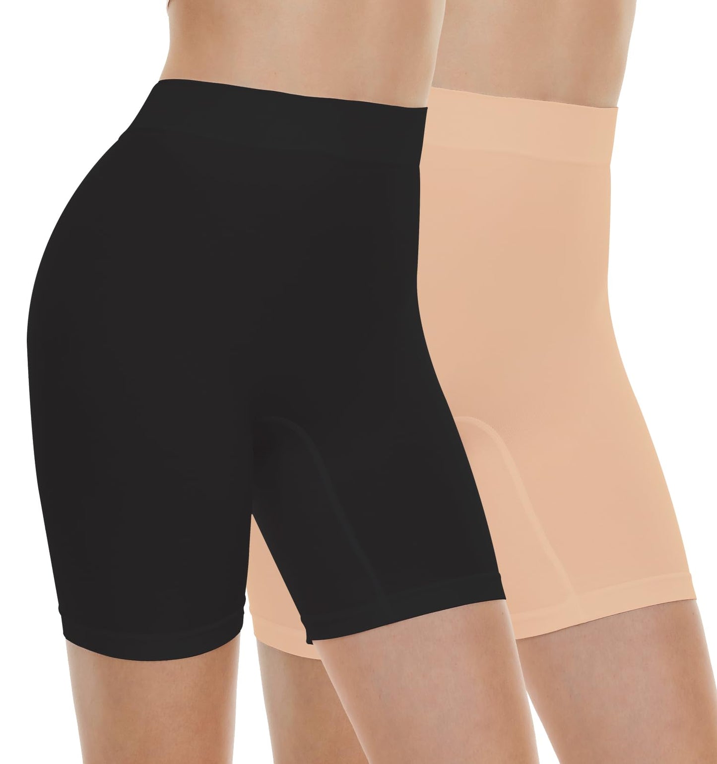 BATHRINS Womens Slip Shorts for Under Dresses, Tummy Control High Waist Seamless Smoothing Yoga Shorts