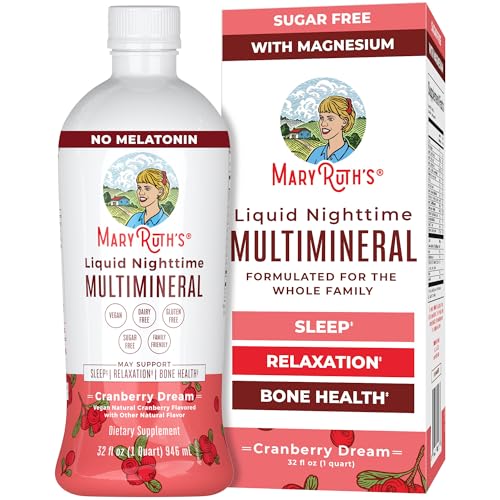 Nighttime Liquid Multimineral Sleep Supplement | Sugar Free | Calm Magnesium Citrate Sleep | NO Melatonin | Calcium Magnesium Zinc | Available in 4 Flavors | Vegan | 32 Servings