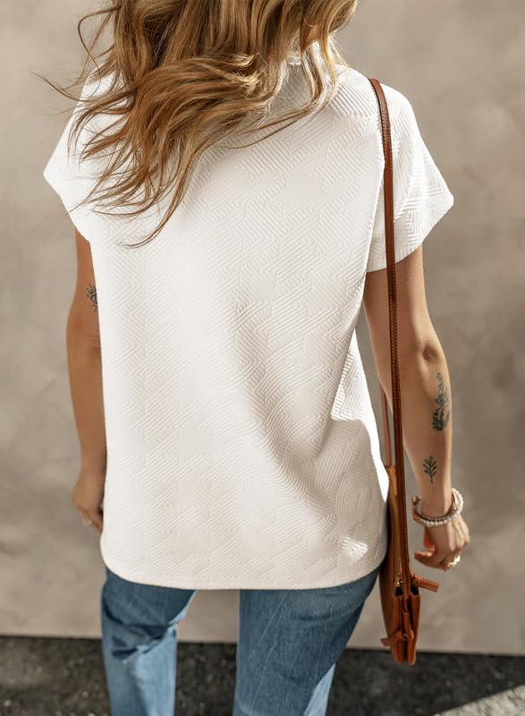 SHEWIN Women's Polo Shirts Casual Collared Short Sleeve Shirt Loose V Neck Tunic Tops