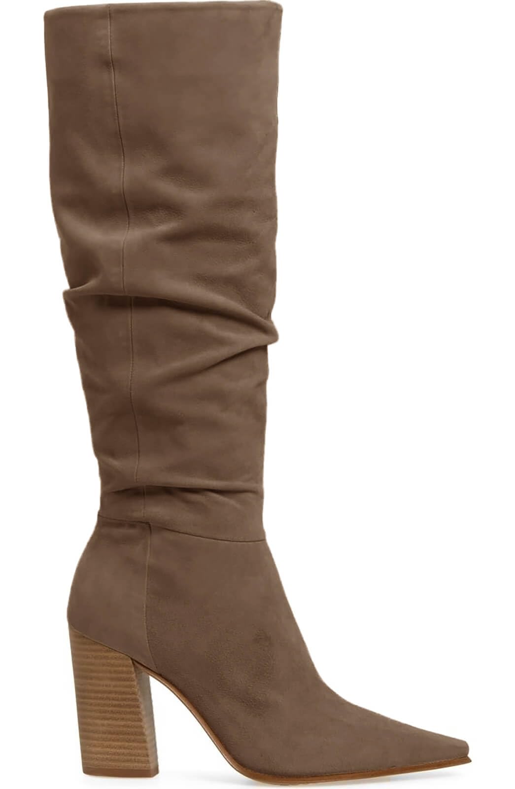 PiePieBuy Womens Faux Suede Knee High Boots Pointed Toe High Chunky Heel Side Zipper Party Dress Booties