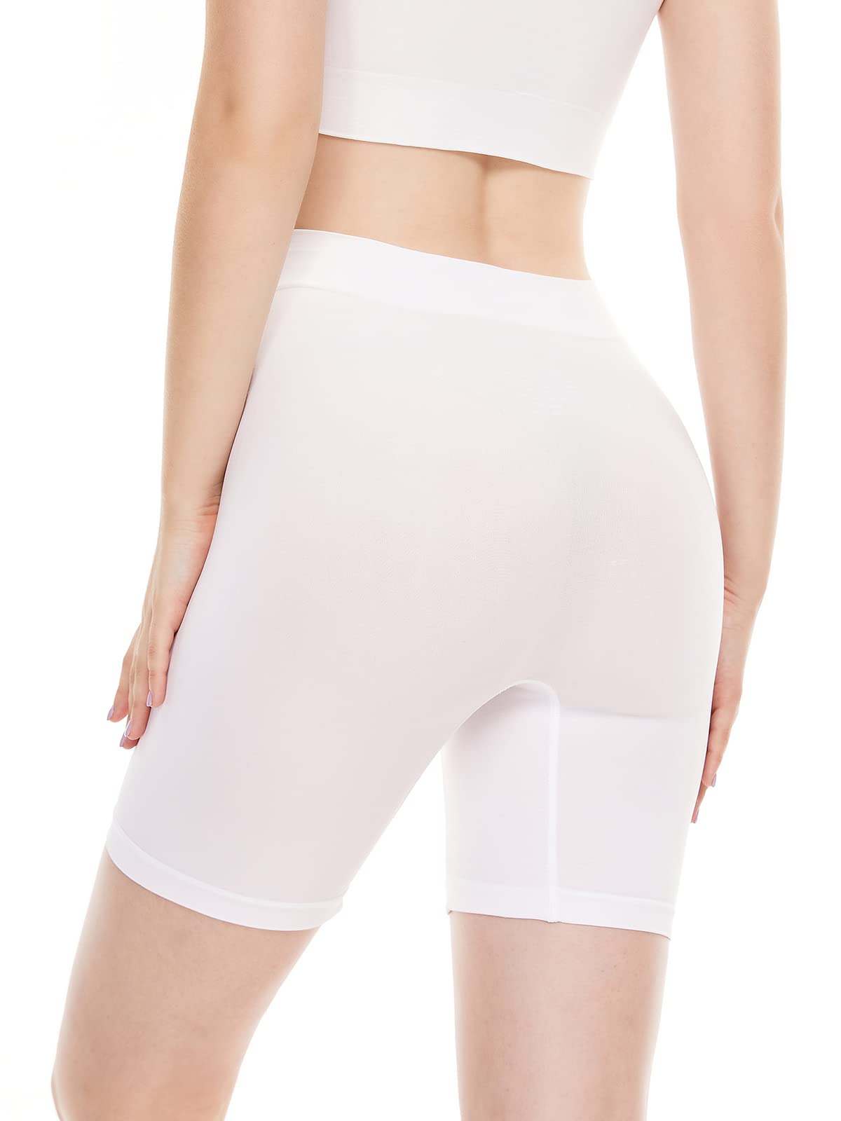 BATHRINS Womens Slip Shorts for Under Dresses, Tummy Control High Waist Seamless Smoothing Yoga Shorts