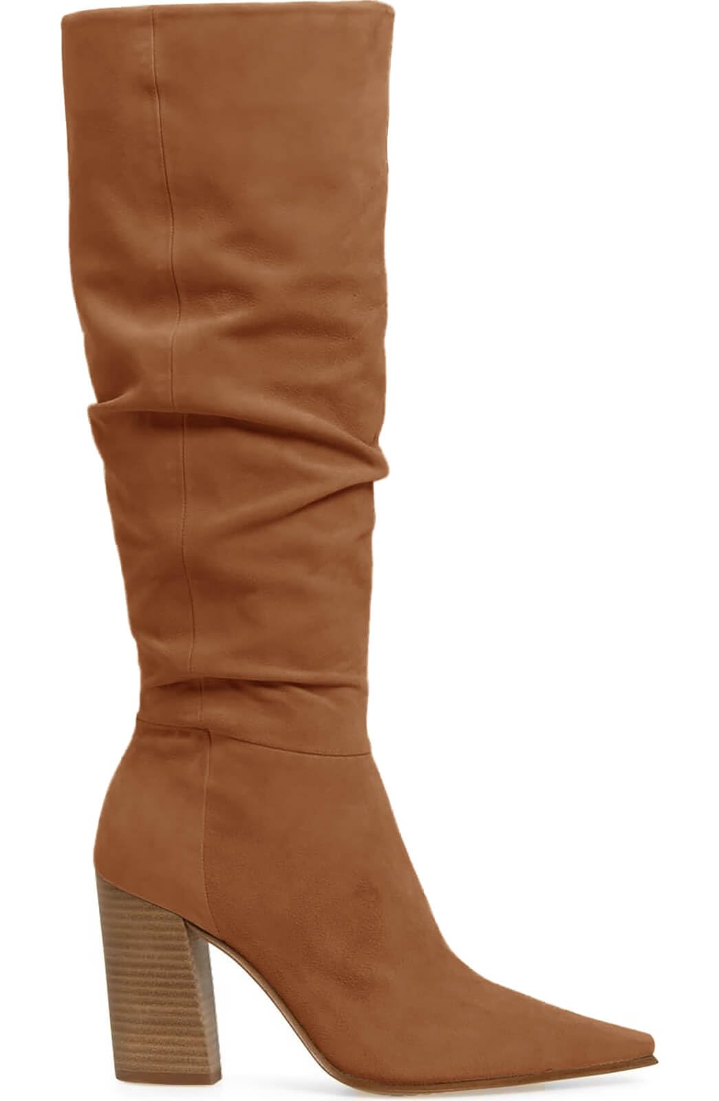 PiePieBuy Womens Faux Suede Knee High Boots Pointed Toe High Chunky Heel Side Zipper Party Dress Booties