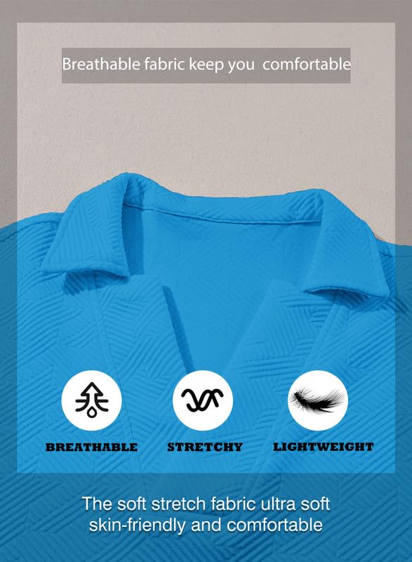 SHEWIN Women's Polo Shirts Casual Collared Short Sleeve Shirt Loose V Neck Tunic Tops