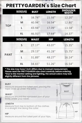 PRETTYGARDEN Women's 2 Piece Beach Vacation Outfits Casual Cropped Tank Top High Waist Shorts Set Tracksuit