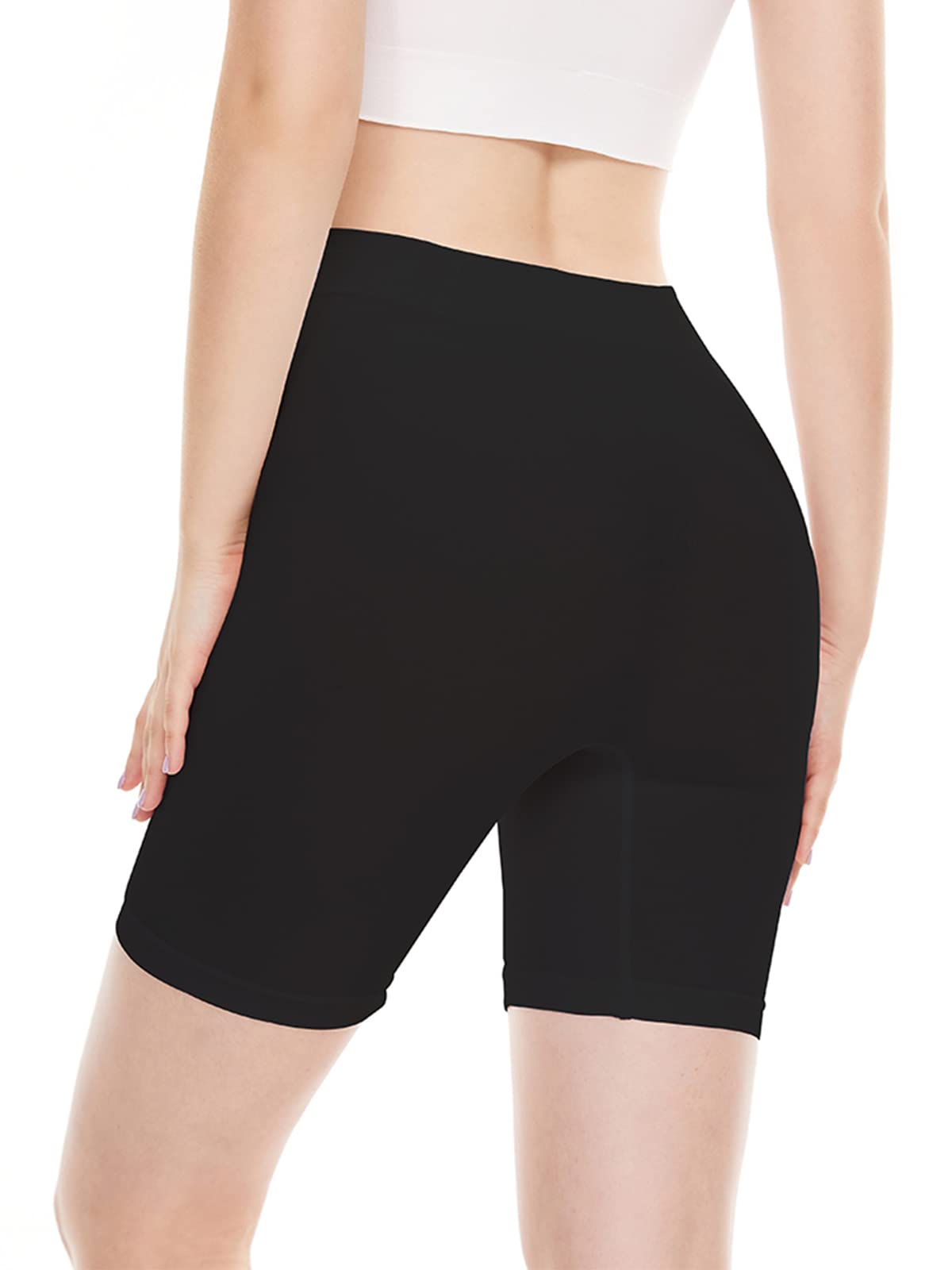 BATHRINS Womens Slip Shorts for Under Dresses, Tummy Control High Waist Seamless Smoothing Yoga Shorts