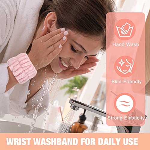 Microfiber Wrist Spa Wash Towel Bands - Absorbent Face Washing Sweatbands for Girls to Prevent Water from Spilling Down Arms, 6PCS