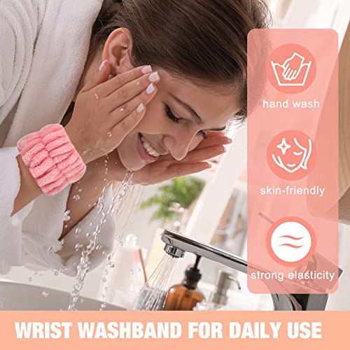 Microfiber Wrist Spa Wash Towel Bands - Absorbent Face Washing Sweatbands for Girls to Prevent Water from Spilling Down Arms, 6PCS