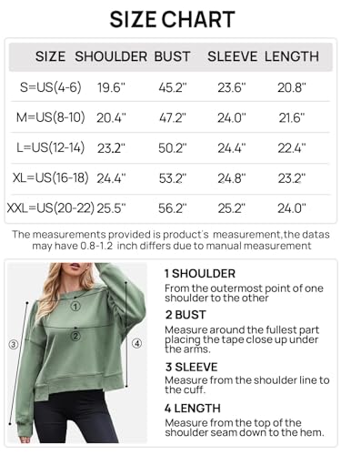 MEROKEETY Women's Oversized Cropped Sweatshirts Crewneck Fleece Workout Pullover Sweater Fall Outfits