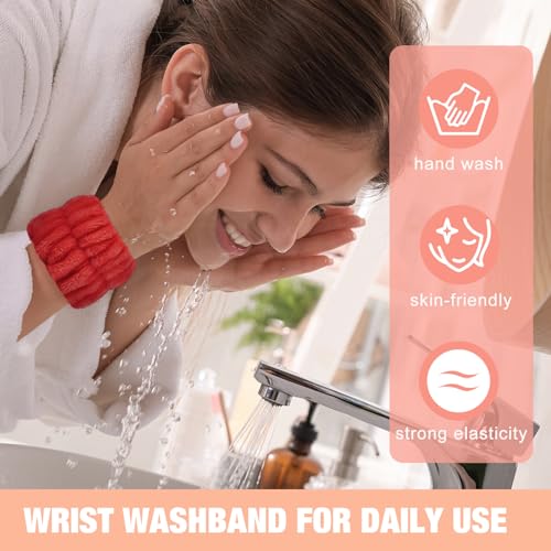 Microfiber Wrist Spa Wash Towel Bands - Absorbent Face Washing Sweatbands for Girls to Prevent Water from Spilling Down Arms, 6PCS