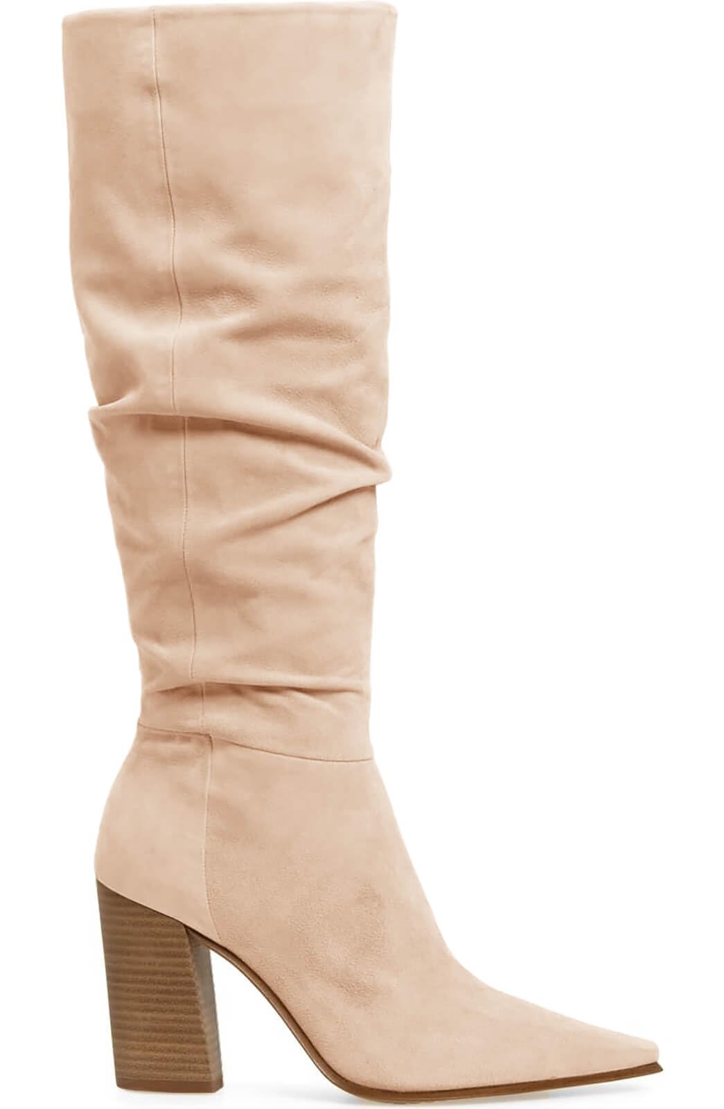 PiePieBuy Womens Faux Suede Knee High Boots Pointed Toe High Chunky Heel Side Zipper Party Dress Booties