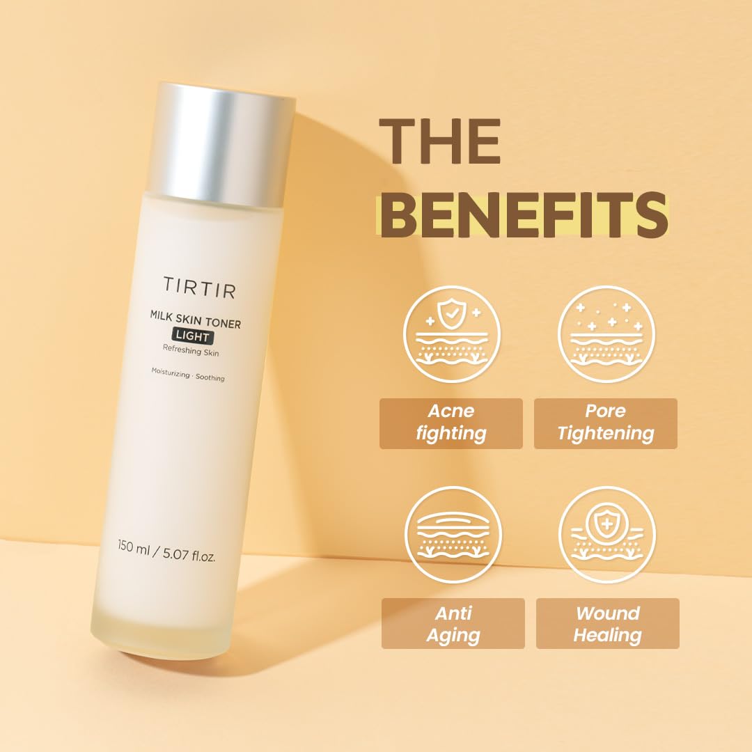 TIRTIR Milk Skin Rice Toner | Deep Moisturizing, Hydrating Toner for face, Niacinamide, Ceramide, Rice Bran Extract, Nature-Oriented Ingredients for Korean Skin Care, Vegan, 5.07 fl.oz.