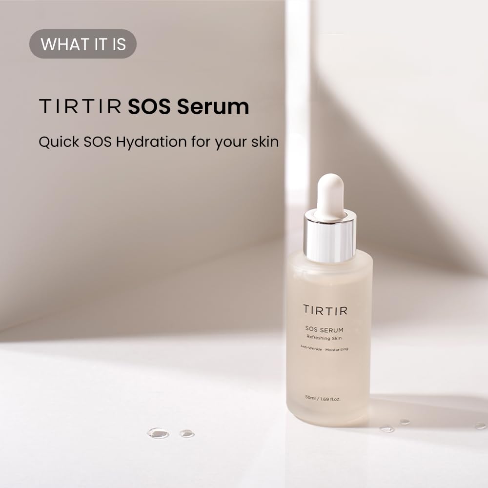 TIRTIR SOS Serum - Radiant Glow Boosting Face Serum - Plumping, Anti Aging, Hydrating - Visibly Smooth and Glowy Skin - Fragrance Free Serum for All Skin Types, 1.69 fl.oz.