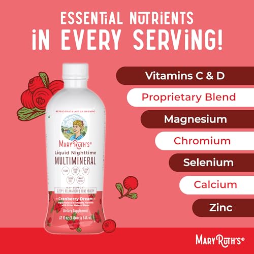 Nighttime Liquid Multimineral Sleep Supplement | Sugar Free | Calm Magnesium Citrate Sleep | NO Melatonin | Calcium Magnesium Zinc | Available in 4 Flavors | Vegan | 32 Servings