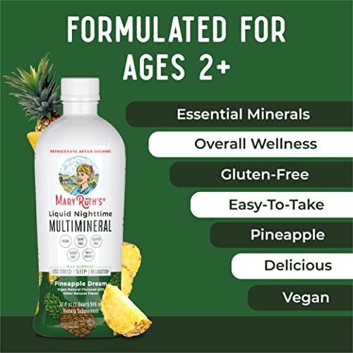 Nighttime Liquid Multimineral Sleep Supplement | Sugar Free | Calm Magnesium Citrate Sleep | NO Melatonin | Calcium Magnesium Zinc | Available in 4 Flavors | Vegan | 32 Servings