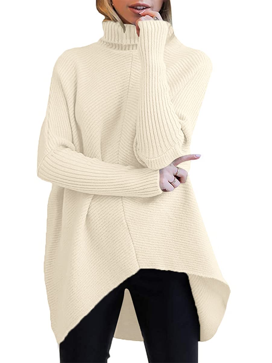 ANRABESS Womens Oversized Turtleneck Batwing Long Sleeve Casual Cozy Baggy Knit Pullover Tunic Sweater 2024 Fall Outfits