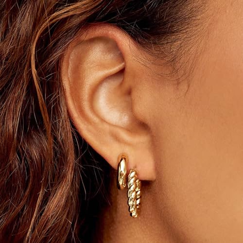 45 Pairs Gold Hoop Earrings for Women, Chunky Twisted Small Big Hoops Earring Packs Set, Earrings for women multipack, Fashion Trendy Earrings Jewelry for Birthday Party Christmas Gift