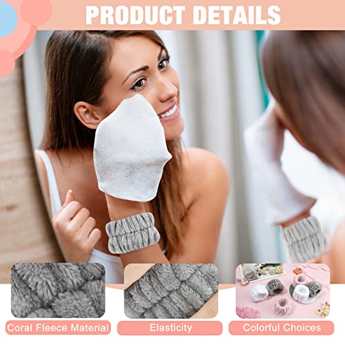 Microfiber Wrist Spa Wash Towel Bands - Absorbent Face Washing Sweatbands for Girls to Prevent Water from Spilling Down Arms, 6PCS