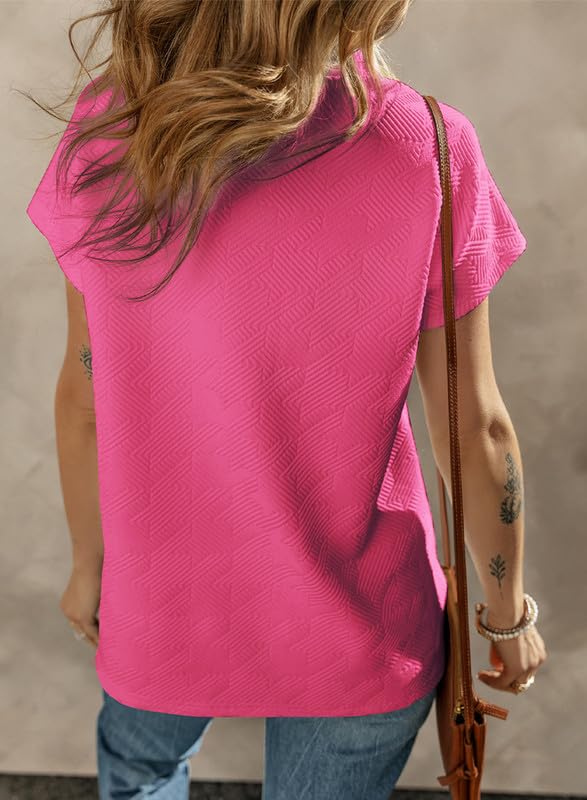 SHEWIN Women's Polo Shirts Casual Collared Short Sleeve Shirt Loose V Neck Tunic Tops