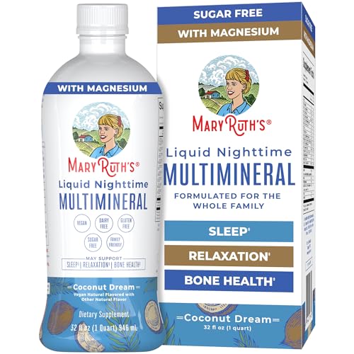 Nighttime Liquid Multimineral Sleep Supplement | Sugar Free | Calm Magnesium Citrate Sleep | NO Melatonin | Calcium Magnesium Zinc | Available in 4 Flavors | Vegan | 32 Servings