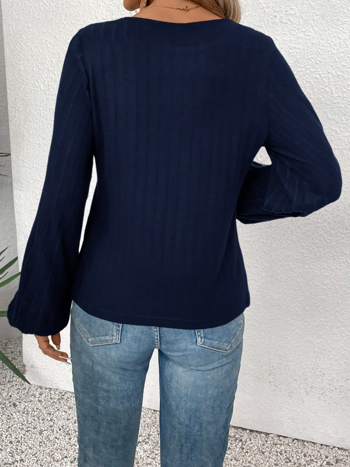 Embroidered Round Neck Long Sleeve Top